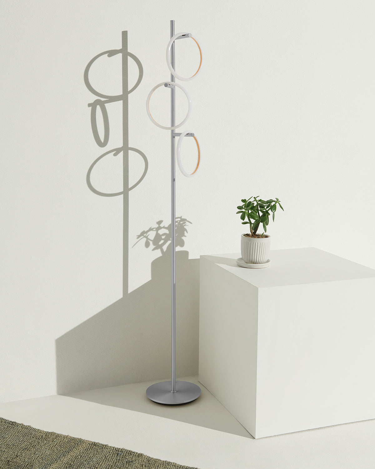 Triple-Ring LED Floor Lamp with Dimmer – 66" Tall Standing Light for Bedroom & Living Areas – Gold Metal Reading Lamp | Thomler