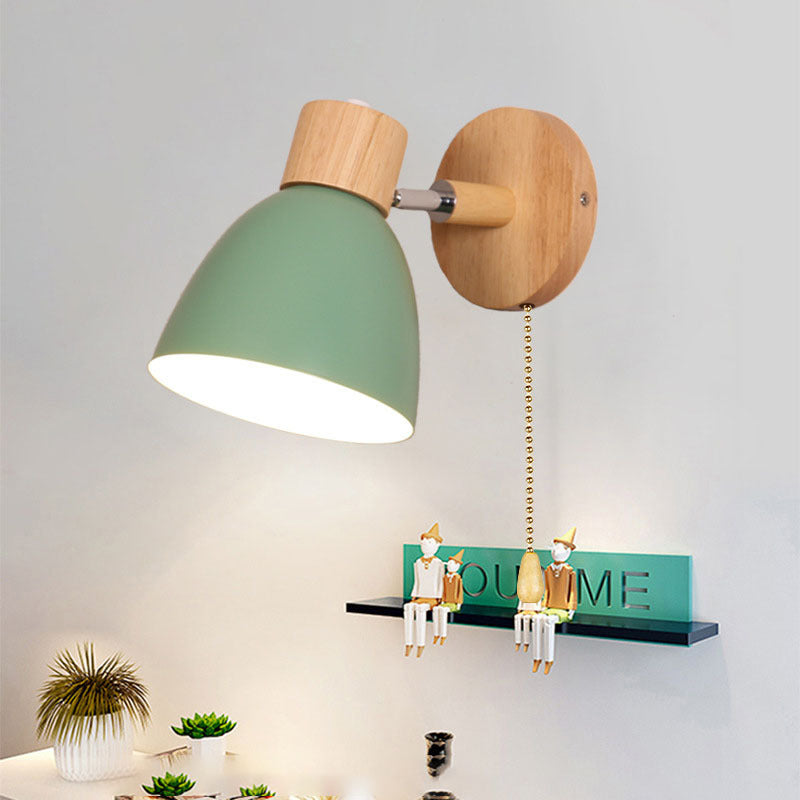 Hardwired Wall Sconce with Iron & Wood Accents – Compact Bedside Reading Fixture, E26 Socket, 40W Max – Modern Lighting for Bedroom, Study & | Thomler