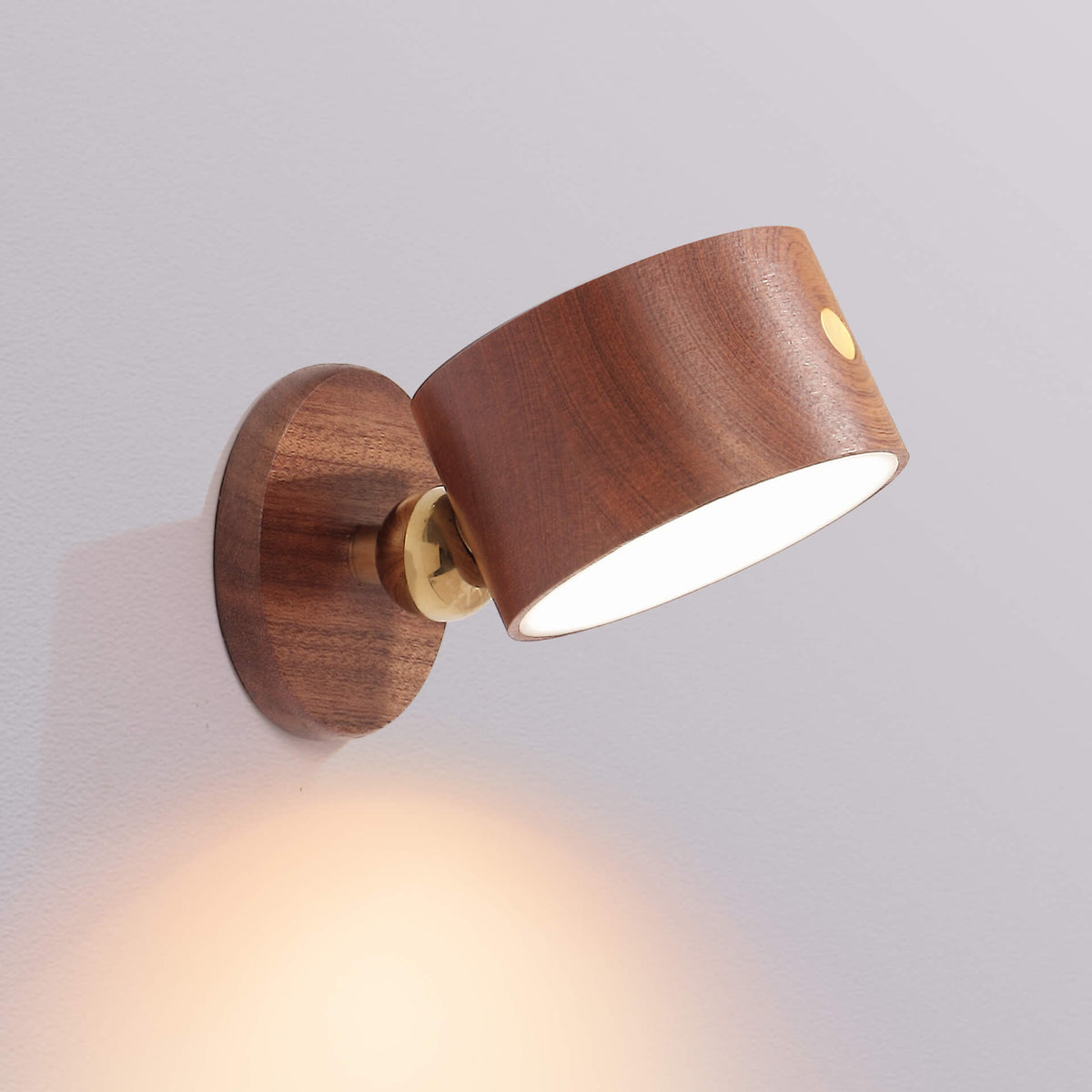 Wiederaufladbare Wandleuchte mit Holz-Akzent, USB-betrieben, 4W LED für Schlafzimmer-Nachttisch, Leseecke, minimalistische Beleuchtung, kabellos, modern | Thomler