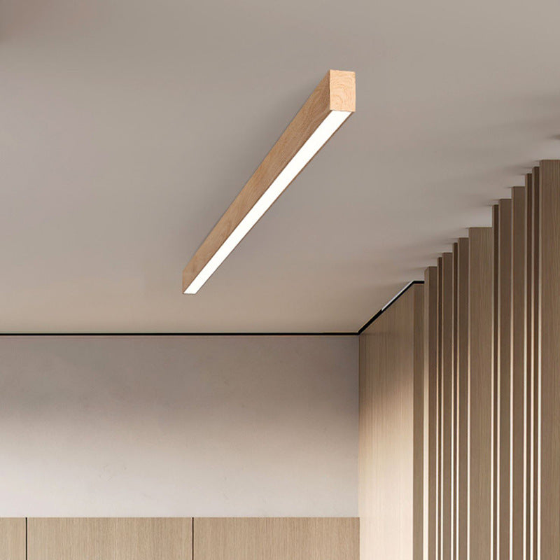 Hardwired LED Ceiling Light Fixture 24 in Aluminum Walnut Finish for Bedroom Living Room Hallway