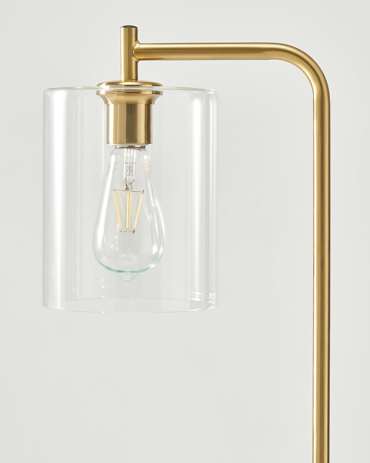66-Inch Tall Standing Lamp with Glass Shade for Living Room Bedside Reading Warm LED Light Foot Switch Brass-Tone Metal Finish | Thomler