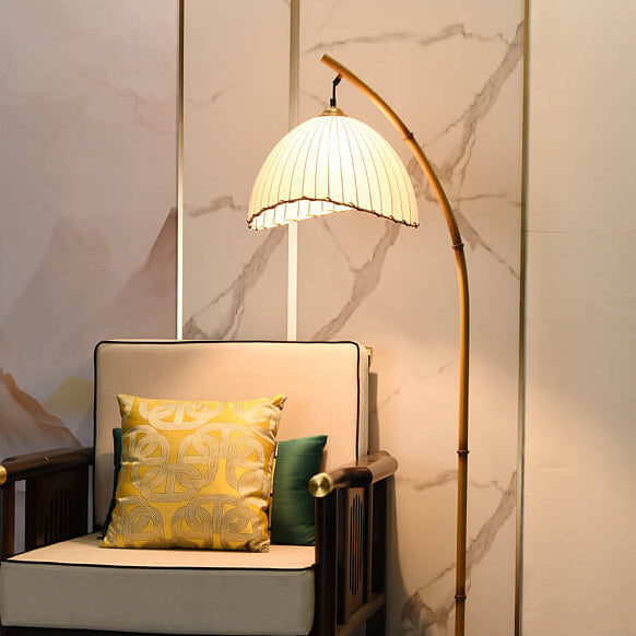 Standing Lamp with Stone Base and Fabric Shade 63 in Tall Natural White Plug-In Light for Bedroom Den Corner Accent Contemporary Home Decor | Thomler
