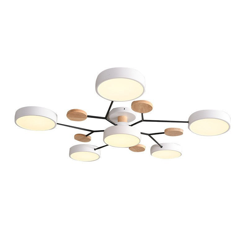 Scandinavian Ceiling Light Fixture 35 in Dimmable LED Flush Mount Wood Iron Acrylic for Bedroom Living Room Kitchen Dining Room Modern Minim | Thomler