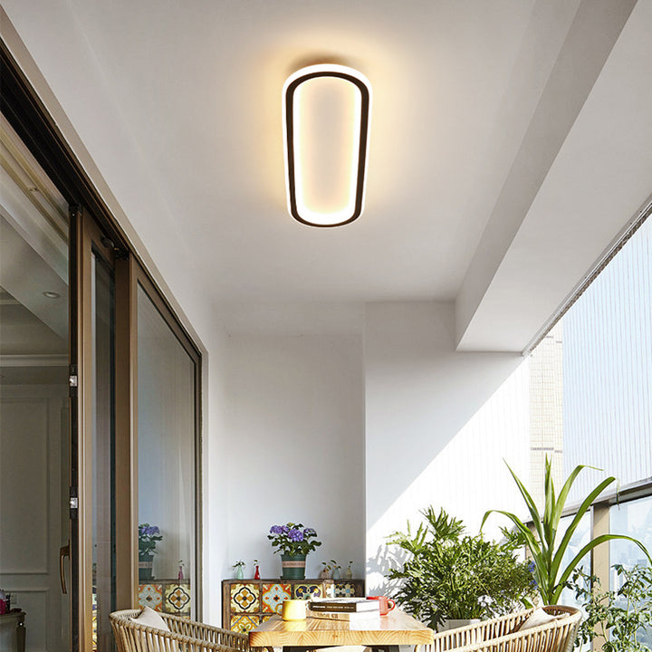 Flush Mount LED Ceiling Light Oval Low Profile Black White for Bedroom Hallway Entry Foyer Contemporary Overhead Lighting Modern Minimalist | Thomler