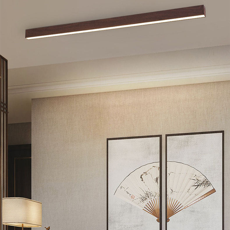 Hardwired LED Ceiling Light Fixture 24 in Aluminum Walnut Finish for Bedroom Living Room Hallway