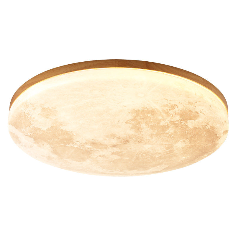 Round Wood Ceiling Light 15 in LED Flush Mount Fixture 24W 2400lm for Bedroom Living Room Hallway Modern Lighting | Thomler