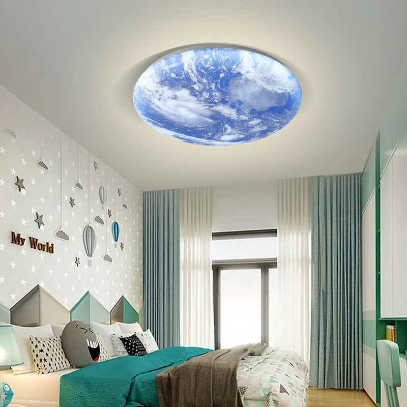 Runde LED-Unterputz-Deckenleuchte mit Mondoberflächen-Design, Holz & Acryl, 48 cm Durchmesser, für Schlafzimmer, Wohnzimmer und Flure, modernes Ambiente