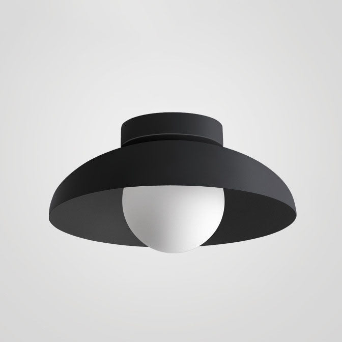 Close-to-Ceiling Metal & Glass Light Fixture 12 Inch Black for Bedrooms Entryways Low Profile Modern Overhead Lighting G9 Socket | Thomler