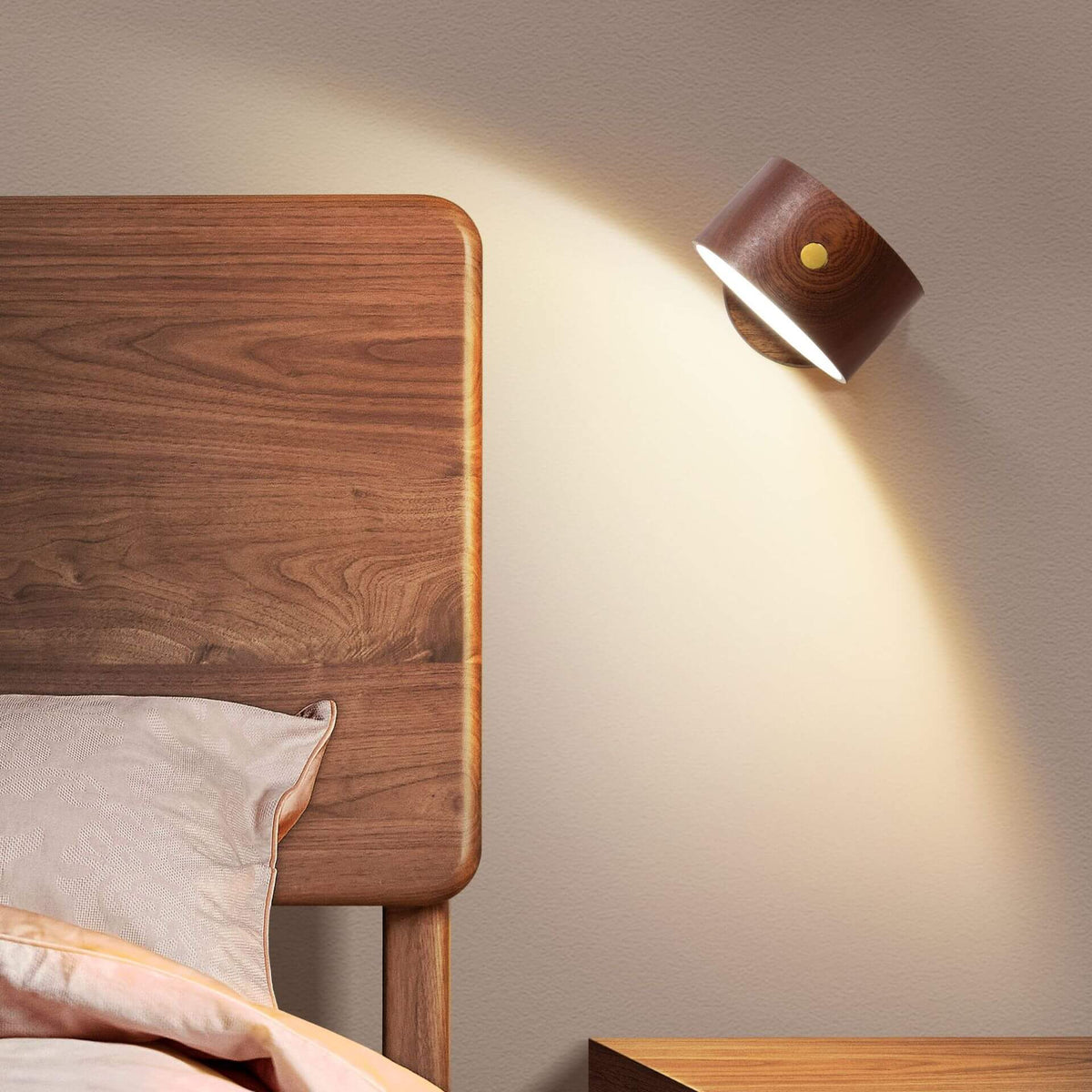 Rechargeable Wood Accent Sconce USB Powered 4W LED for Bedroom Nightstand Reading Corner Minimalist Lighting Wireless Cordless Modern | Thomler
