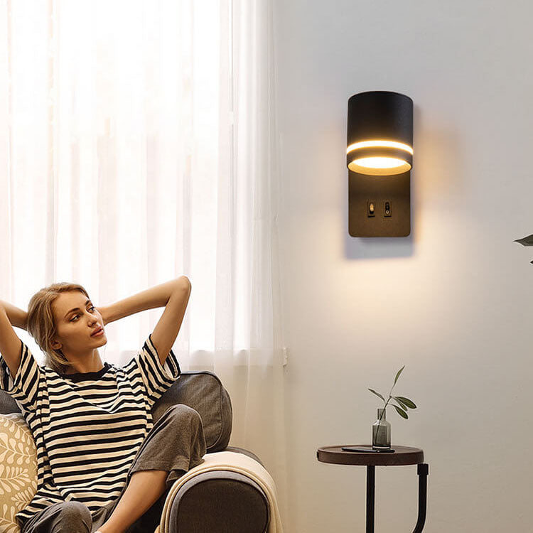 LED Wall Sconce Iron 7.5 inch Hardwired 15W Bedroom Hallway Living Room Modern Indoor Fixture White Black 110-120V Ambient Light | Thomler