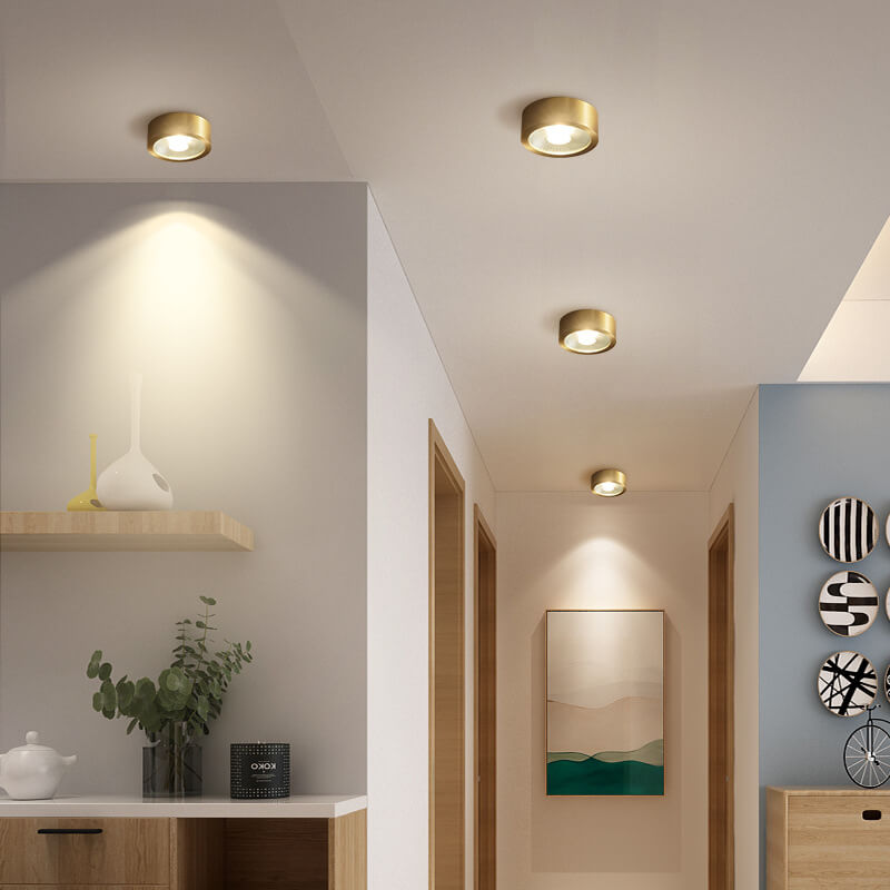 Recessed LED Ceiling Light Copper Finish 5 in Round Ultra Low Profile for Bedroom Entryway Kitchen | Thomler