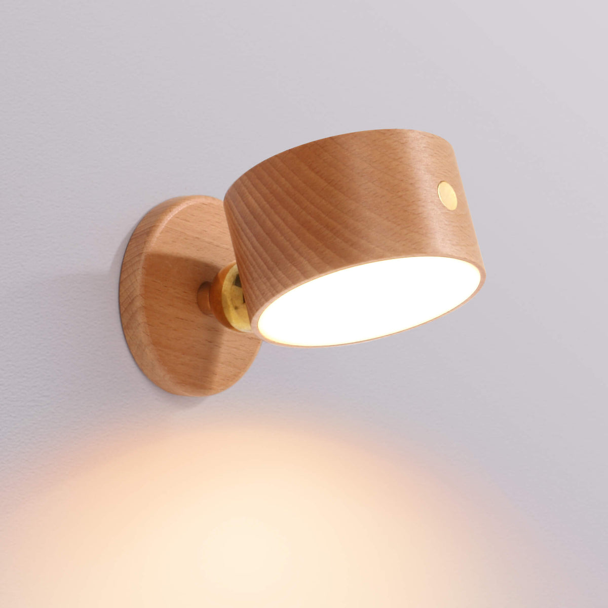 Wiederaufladbare Wandleuchte mit Holz-Akzent, USB-betrieben, 4W LED für Schlafzimmer-Nachttisch, Leseecke, minimalistische Beleuchtung, kabellos, modern | Thomler