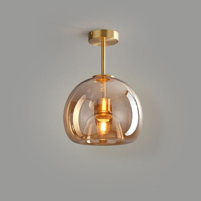 Ceiling Light Fixture Iron & Glass 10×11 inch Smoky Shade for Bedroom Hallway Living Room Modern Semi-Flush Design Hardwired E26 Base | Thomler