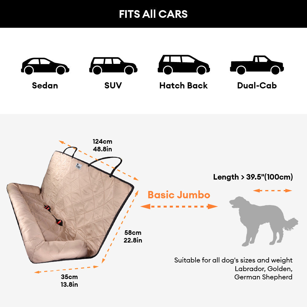 Funda de asiento de coche para perros – Hamaca de viaje acolchada para perros medianos y grandes con correas de seguridad y bolsillos de almacenamiento