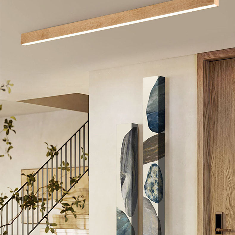 Hardwired LED Ceiling Light Fixture 24 in Aluminum Walnut Finish for Bedroom Living Room Hallway