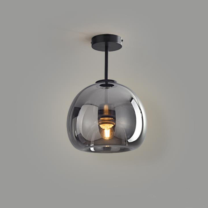 Ceiling Light Fixture Iron & Glass 10×11 inch Smoky Shade for Bedroom Hallway Living Room Modern Semi-Flush Design Hardwired E26 Base | Thomler