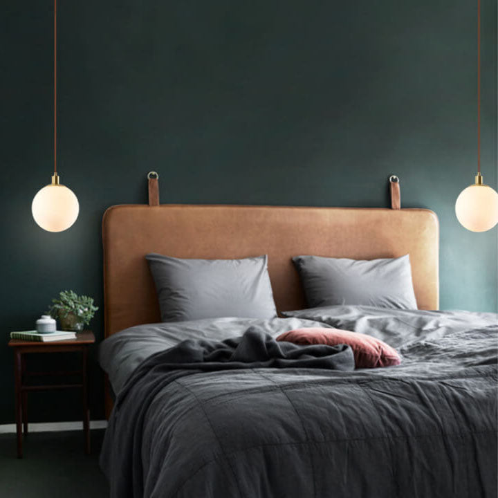Adjustable Ceiling Pendant with Glass Shade for Entryway, Den, or Sleeping Space - Modern Suspended Fixture in White or Gold - 10 Inch Globe | Thomler