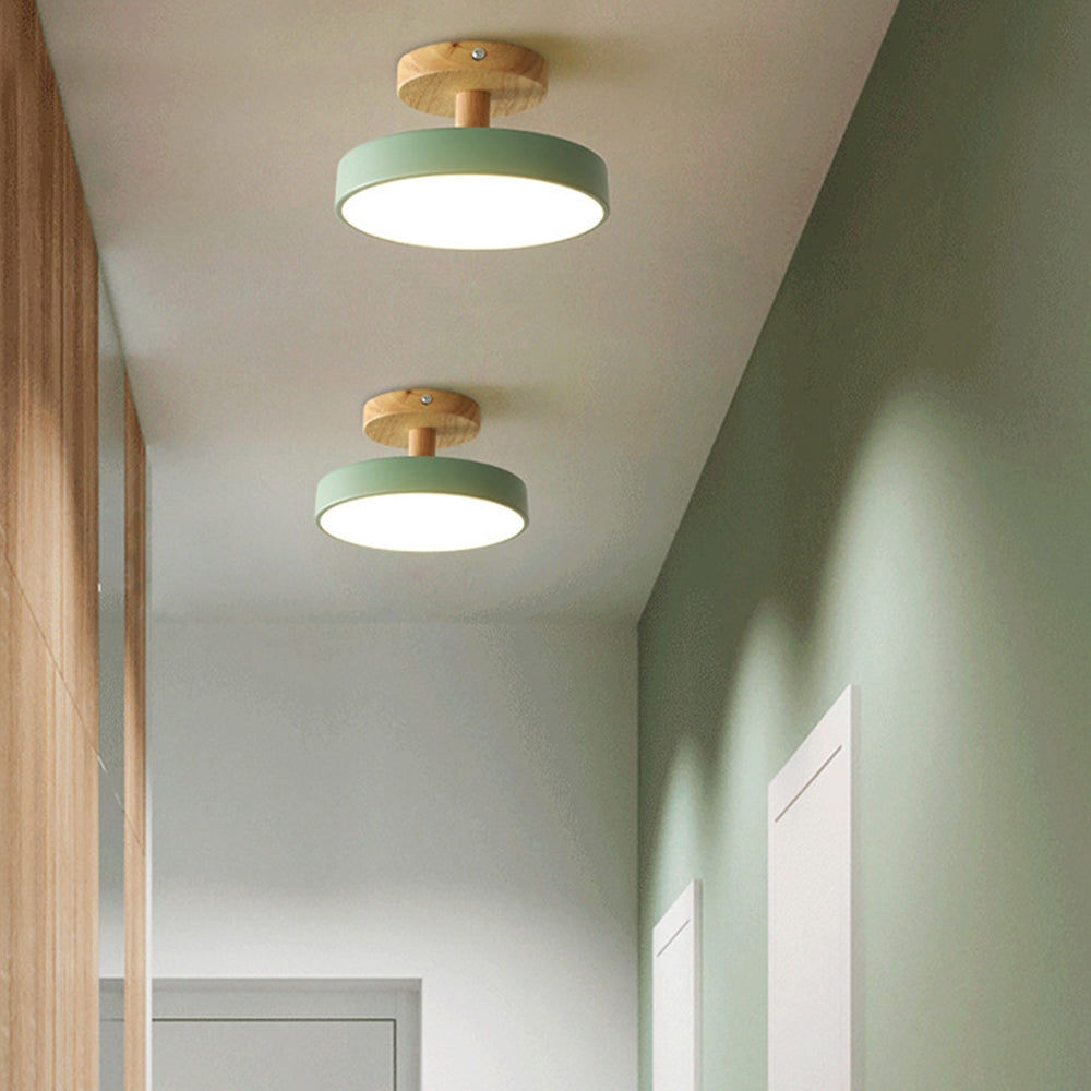 12W LED-Deckenleuchte in Holz- & Grün-Optik für Schlafzimmer, Flur & kleine Räume, modernes skandinavisches Design, Deckenlampe 3–10 m² | Thomler