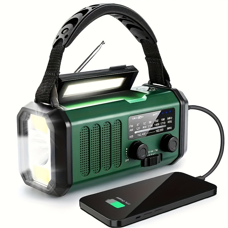 Solar-Notfallwetterradio mit Handkurbel, Taschenlampe & Handy-Ladegerät für Camping, Wandern, Outdoor-Überleben und Vorsorge bei Stromausfällen