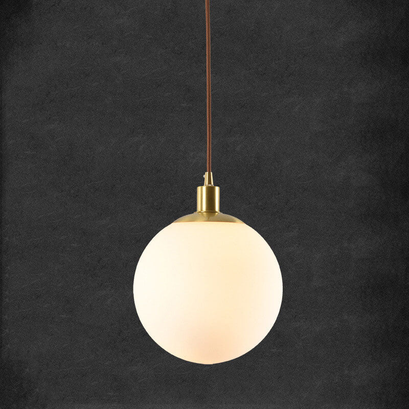 Adjustable Ceiling Pendant with Glass Shade for Entryway, Den, or Sleeping Space - Modern Suspended Fixture in White or Gold - 10 Inch Globe | Thomler
