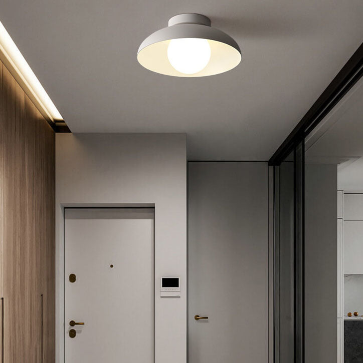 Close-to-Ceiling Metal & Glass Light Fixture 12 Inch Black for Bedrooms Entryways Low Profile Modern Overhead Lighting G9 Socket | Thomler