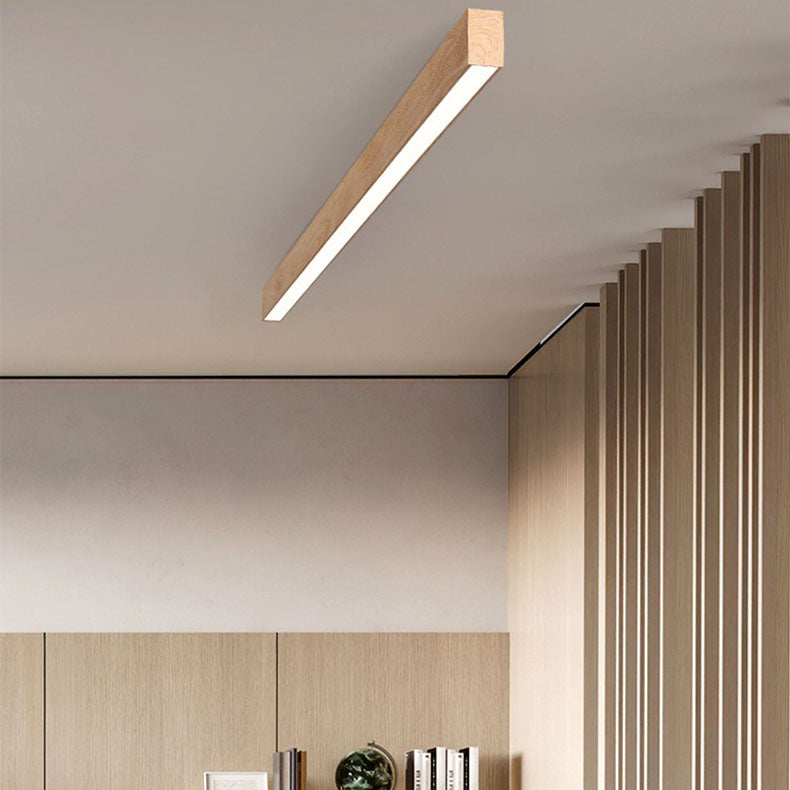 Hardwired LED Ceiling Light Fixture 24 in Aluminum Walnut Finish for Bedroom Living Room Hallway