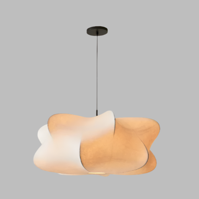 Hängeleuchte mit fließendem Seidenschirm, 30 cm, Taupe, E27-Fassung, für Esszimmer, Wohnzimmer, Schlafzimmer, stimmungsvolles Licht, modern, minimalistisch, organisch | Thomler