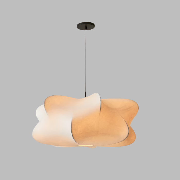 Hängeleuchte mit fließendem Seidenschirm, 30 cm, Taupe, E27-Fassung, für Esszimmer, Wohnzimmer, Schlafzimmer, stimmungsvolles Licht, modern, minimalistisch, organisch | Thomler