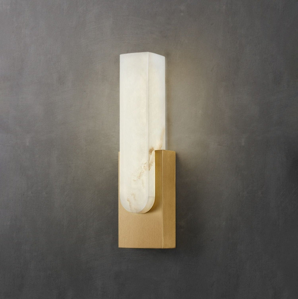 LED Sconce Light 20 Inch Vertical Alabaster Shade Gold Base Hardwired Modern Bedroom Hallway Wall Fixture for Contemporary Homes | Thomler