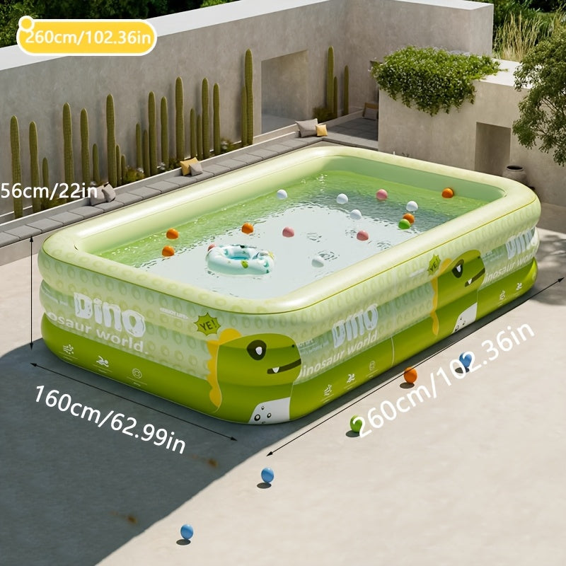 Inflatable Kiddie Pool with Dinosaur Theme for Backyard Water Play – Durable PVC Construction Family-Size Wading Pool | Thomler