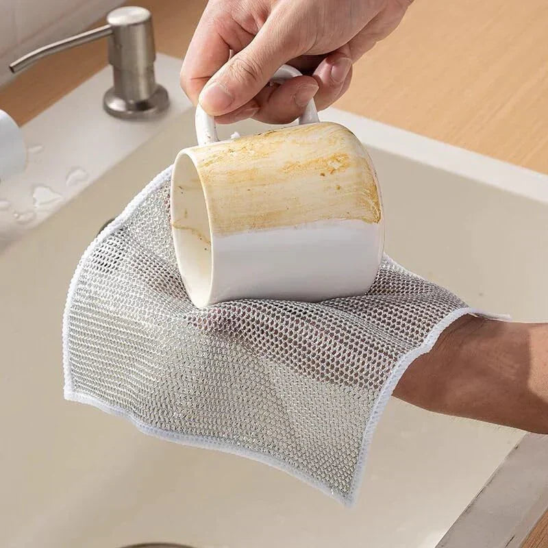 Mesh schuursponsjes voor de keuken, reinigingsset, krasvrije afwasspons voor pannen en kookgerei, 10-pack | Thomler