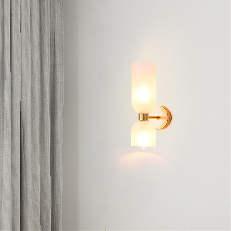 Aplique de pared de vidrio con cableado directo, casquillo E12 para dormitorios, salas de estar, pasillos, lámpara de acento para interiores, iluminación de pared cilíndrica moderna 110V | Thomler