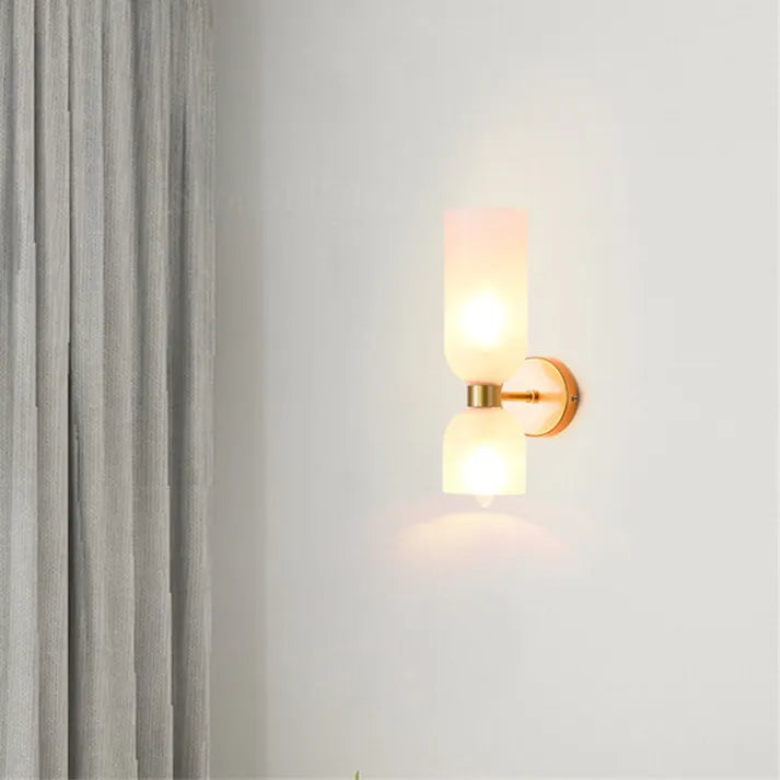 Dual-Shade Glass Sconce 16.5 inches White Iron Wall Light for Bedrooms Hallways Living Rooms Modern Accent Lighting E12 Base Ambient Fixture | Thomler