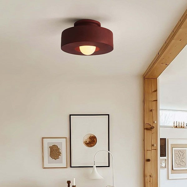 Resin Pendant Light 12 in Diameter LED Fixture Black Red Green Overhead Lighting Kitchen Dining Room Hallway Decor Minimalist Hanging Lamp | Thomler