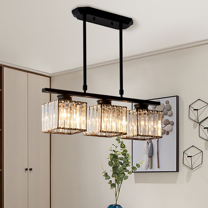 Hanglamp met heldere glazen bollen – Pendelarmatuur met 3 of 4 lichtpunten – In hoogte verstelbaar 35-70 cm – Zwart of goudkleurig metalen frame voor keuken | Thomler