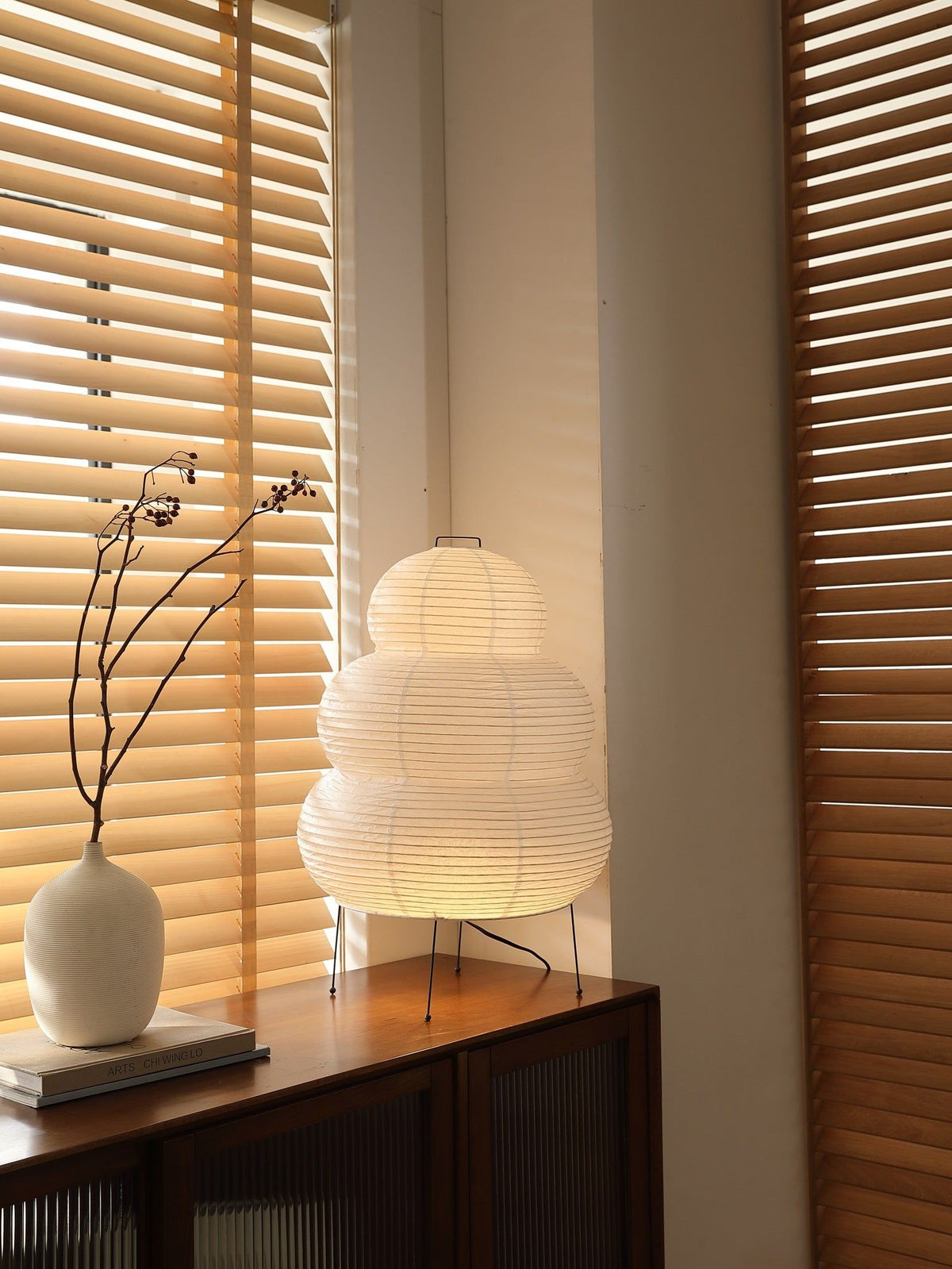 Lámpara de acento con pantalla de papel hecha a mano, 10 pulgadas de ancho, luz nocturna LED de brillo cálido para dormitorio, oficina, escritorio, rincón de lectura, estilo minimalista japonés
