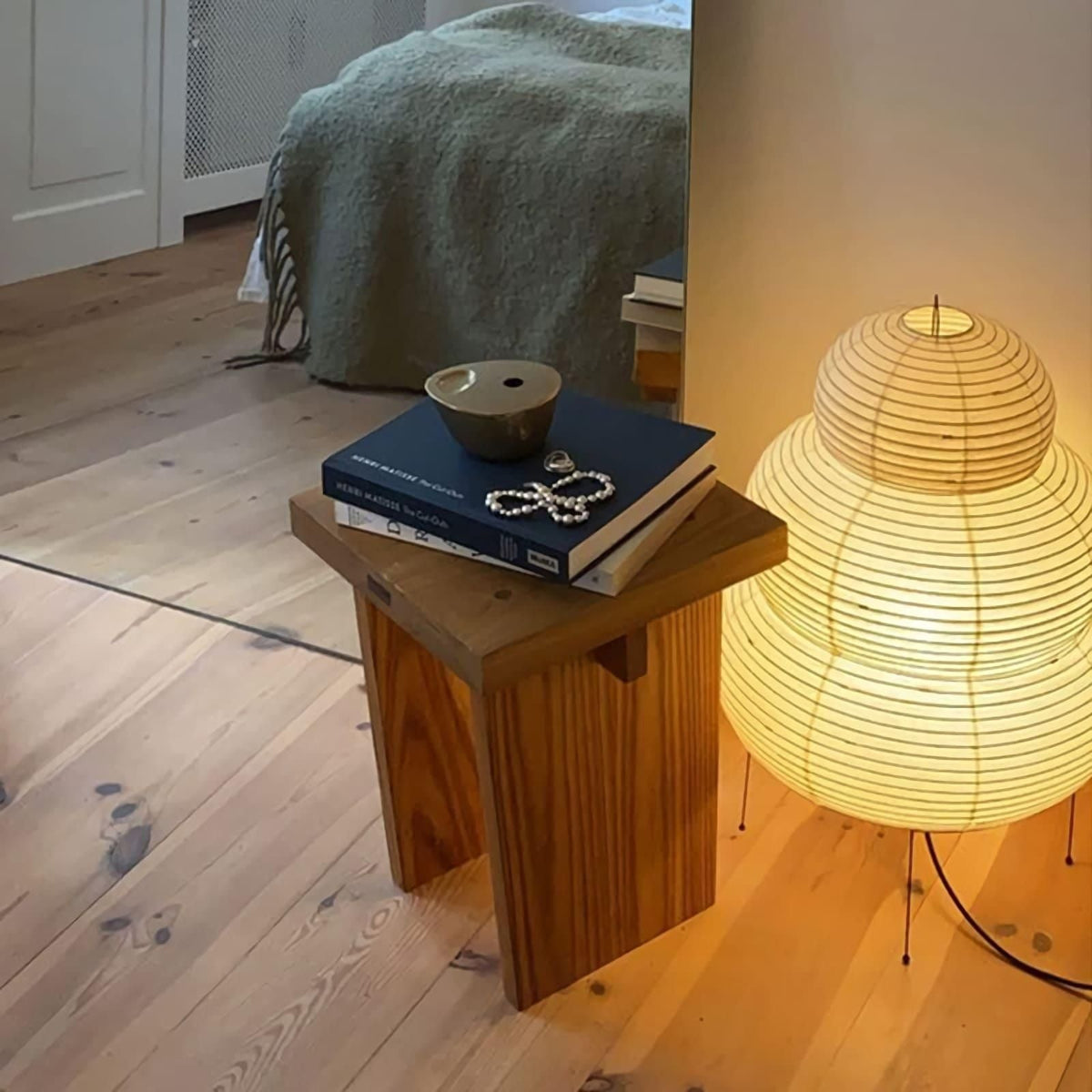 Lámpara de acento con pantalla de papel hecha a mano, 10 pulgadas de ancho, luz nocturna LED de brillo cálido para dormitorio, oficina, escritorio, rincón de lectura, estilo minimalista japonés