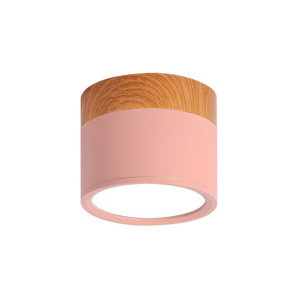 Compact LED Flush Mount Ceiling Light Fixture Wood & Metal Accent for Entryway Hallway Bedroom Kitchen 5W 7W Surface Mount Minimalist Modern | Thomler
