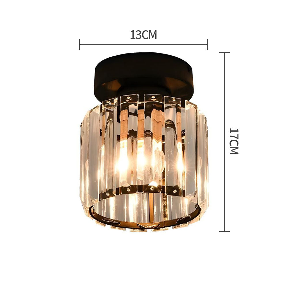 Decorative Flush Mount Light Fixture with Glass Cube and Metal Accents E27 Socket for Entryway Bedroom Small Room Ambient Overhead Lighting | Thomler