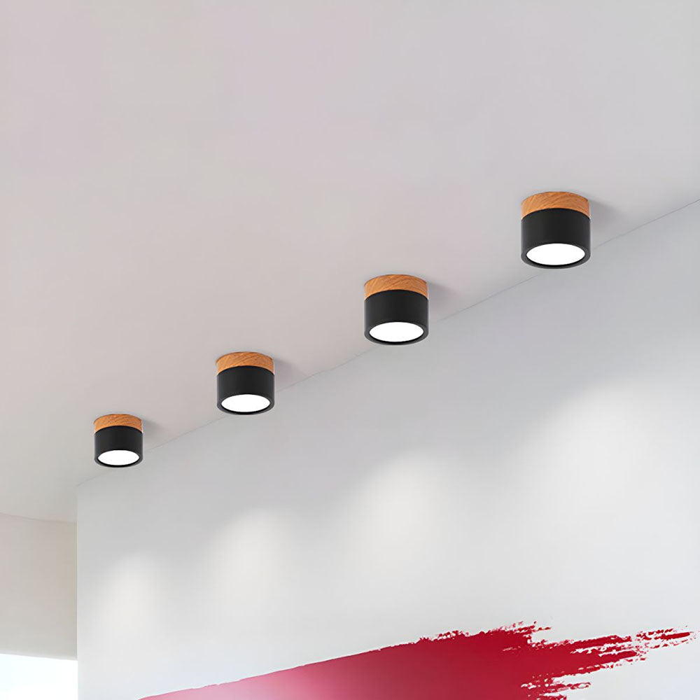Compact LED Flush Mount Ceiling Light Fixture Wood & Metal Accent for Entryway Hallway Bedroom Kitchen 5W 7W Surface Mount Minimalist Modern | Thomler