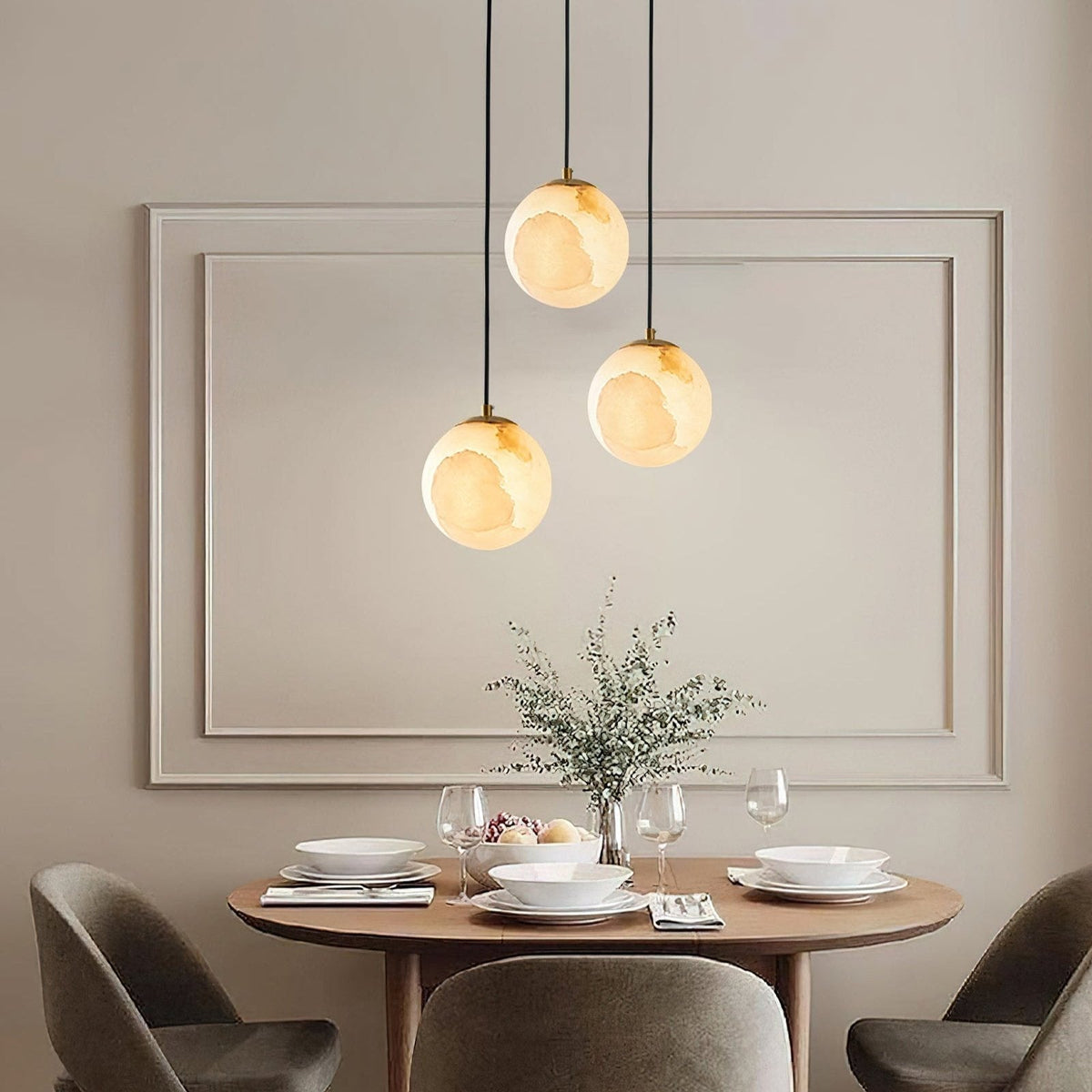 Hängende Deckenleuchte Stone Globe, 10-15 cm, verstellbares Kabel, moderne minimalistische Leuchte für Schlafzimmer, Esszimmer, Küche, Wohnbereich, Eingangsbereich