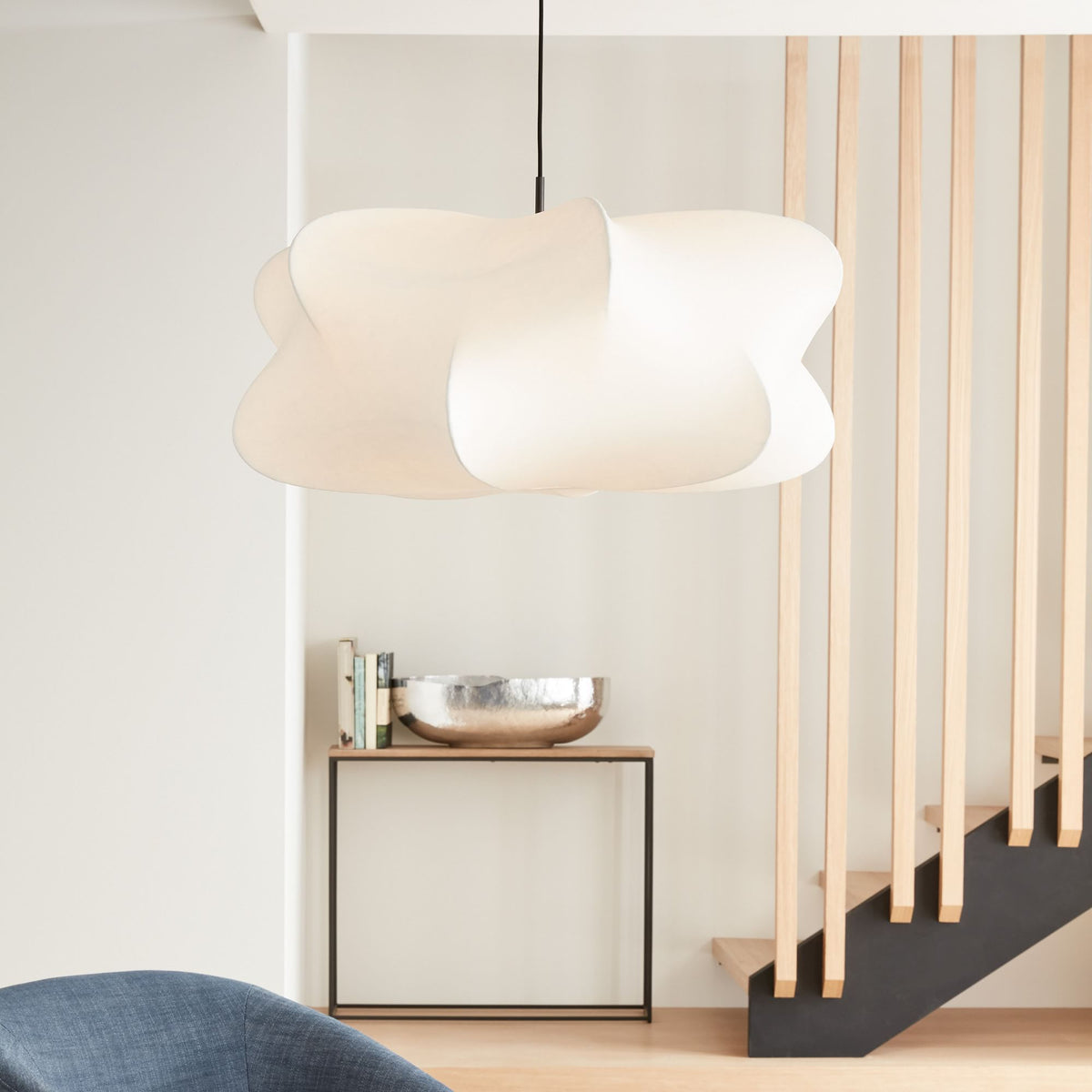 Lámpara colgante de 3 luces Silk Cloud, blanca, 24 pulgadas, montaje en techo ajustable, E27, para comedor, sala de estar, cocina, luz de techo interior moderna | Thomler