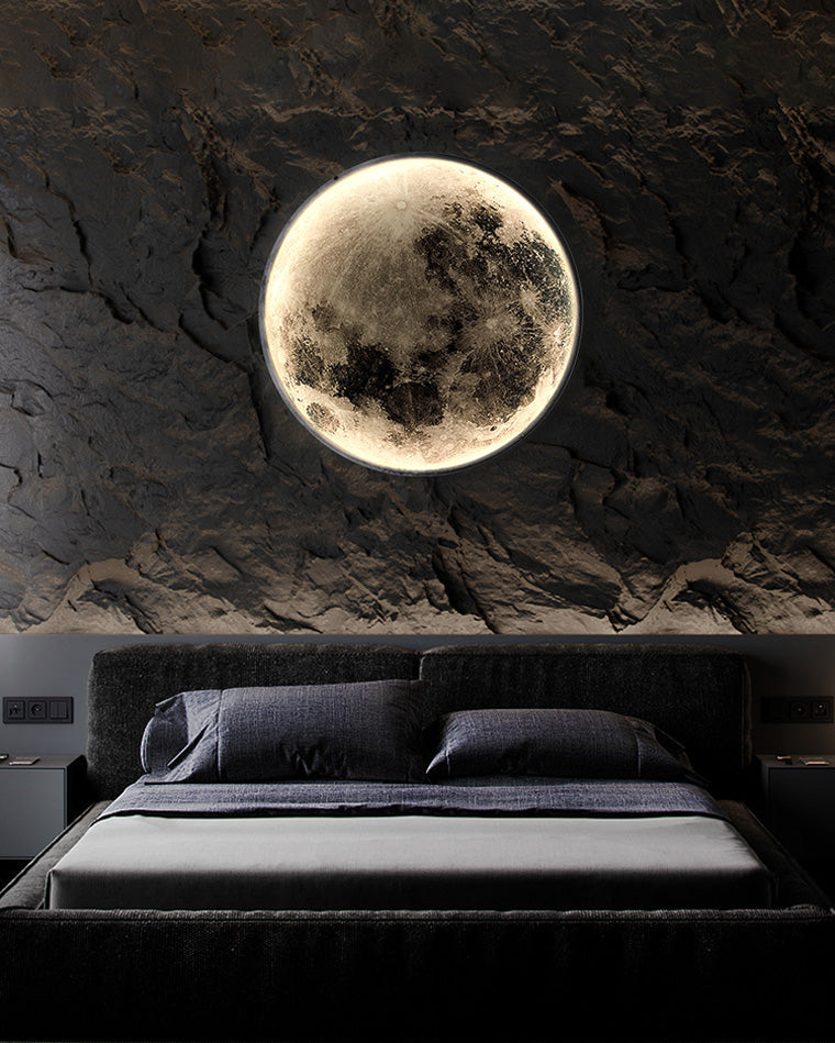 LED Celestial Sconce Light Dimmable Remote Control Moon Design Art Fixture 39 in Diameter PVC Ambient Illumination for Bedrooms Living Space | Thomler
