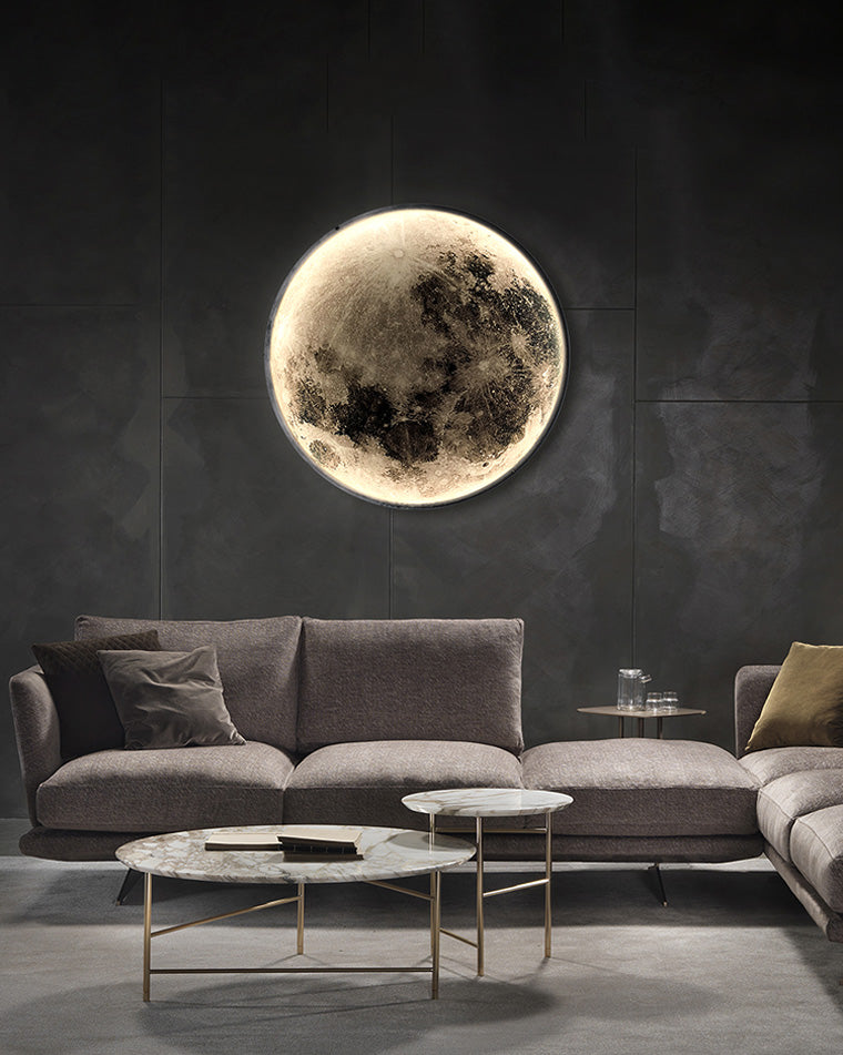 LED Celestial Sconce Light Dimmable Remote Control Moon Design Art Fixture 39 in Diameter PVC Ambient Illumination for Bedrooms Living Space | Thomler