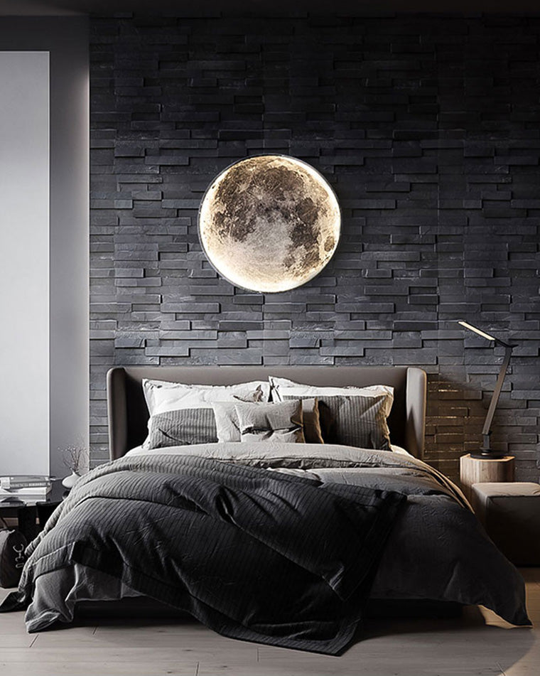 LED Celestial Sconce Light Dimmable Remote Control Moon Design Art Fixture 39 in Diameter PVC Ambient Illumination for Bedrooms Living Space | Thomler