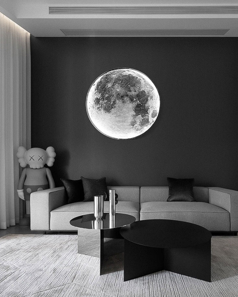 LED Celestial Sconce Light Dimmable Remote Control Moon Design Art Fixture 39 in Diameter PVC Ambient Illumination for Bedrooms Living Space | Thomler