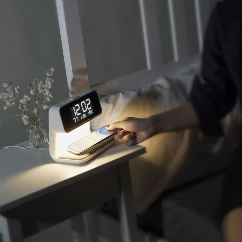 Bedside Lamp with Wireless Charging Station and Alarm Clock Display LED Nightstand Light Touch Dimmer for Bedroom Nightstand Qi Phone Charge | Thomler