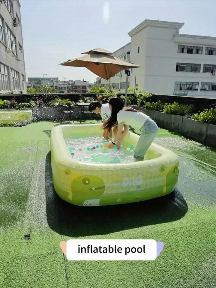 Inflatable Kiddie Pool with Dinosaur Theme for Backyard Water Play – Durable PVC Construction Family-Size Wading Pool | Thomler