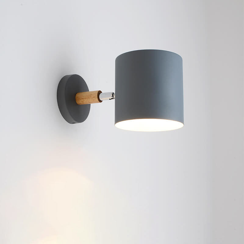 Schwenkbare Wandleuchte E27 Fassung 5 aus Metall & Holz Rosa Nachttischlampe für Schlafzimmer Leseecke Arbeitsbeleuchtung Modern Minimalistisch Flur | Thomler