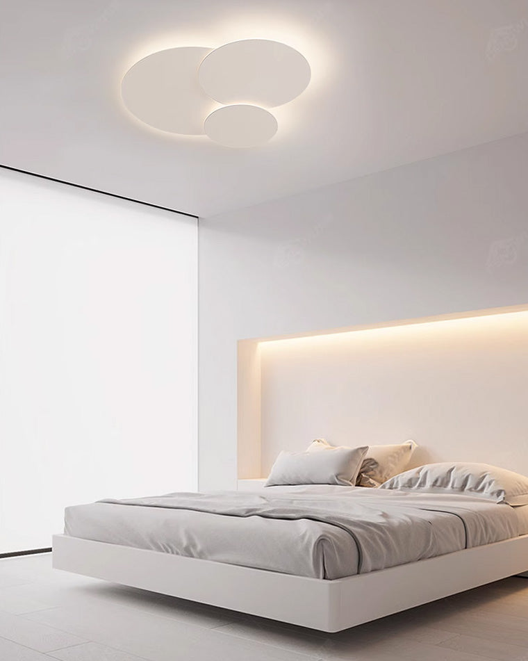 Flush Mount LED Ceiling Light Fixture 31.5×28 in Dimmable Remote Control White Acrylic Modern Disc Design for Bedroom Living Room Bathroom 1 | Thomler